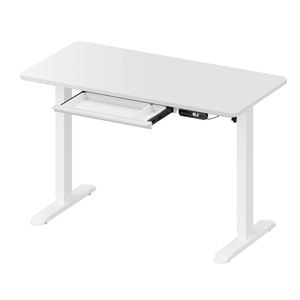 Oikiture 120cm Electric Standing Desk With Drawer Adjustable Height White
