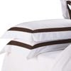 Ava Collection White Standard Pillowcase Set - Espresso Trim