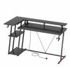 Ufurniture 140cm L-shape Gaming Desk With Rgb Led & Power Outlet Convertible Corner Racing Gamer Table With Monitor Stand