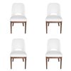 SK Designer Living | Pack of 4 | Maribel Upholstered Boucle Dining Chair | Walnut Legs - White Bouclé