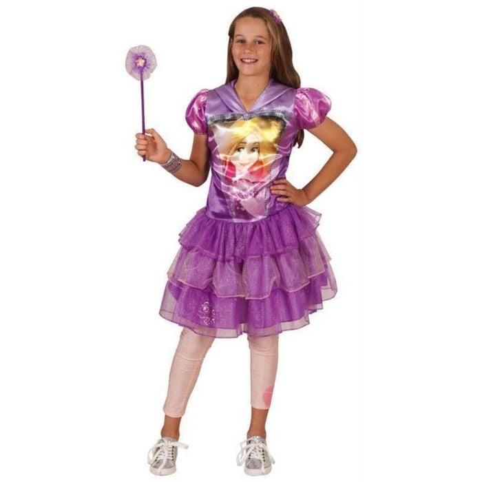 Disney Rapunzel Halloween Costume for Kids with Satin Bodice and Oversized Hood - Purple Colour, 6-8-YRS
