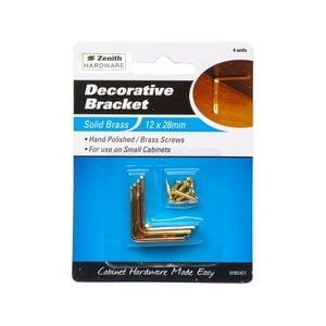 Zenith 12 x 28mm Solid Brass Decorative Bracket - 4 Pack