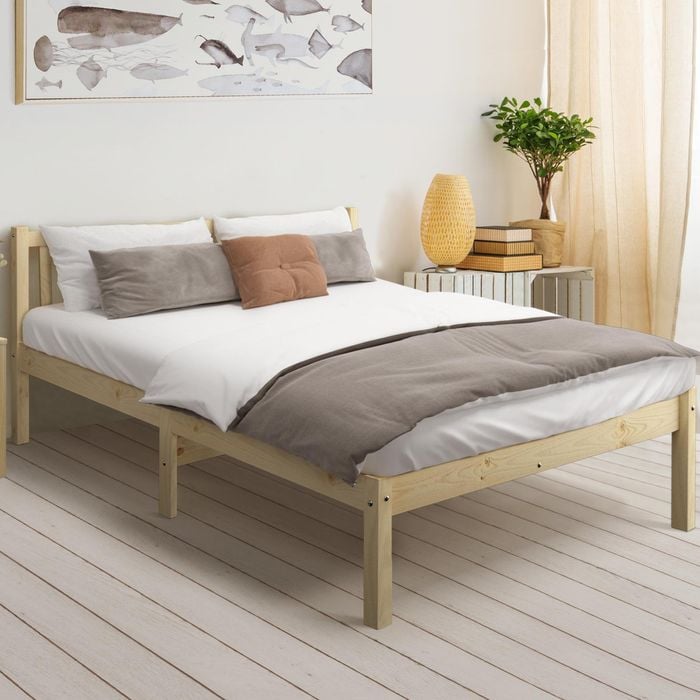 Oikiture Bed Frame Queen Size Wooden Timber Base Solid Wood Platform Bunnings Australia