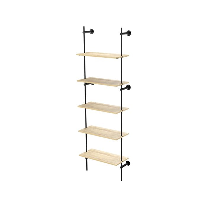 Flexi Storage Studio Black And Oak 1 Bay 5 Wall Shelf Kit - 1 Bay 