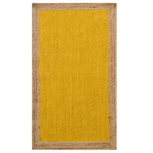 Handwoven Border Jute Rug-1147-Natural/Gold-80X150cm