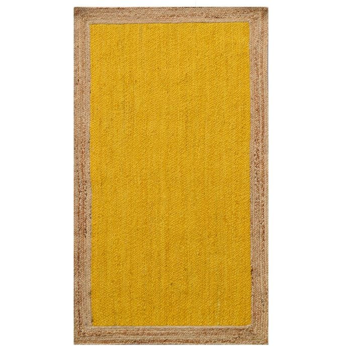 Handwoven Border Jute Rug-1147-Natural/Gold-80X150cm