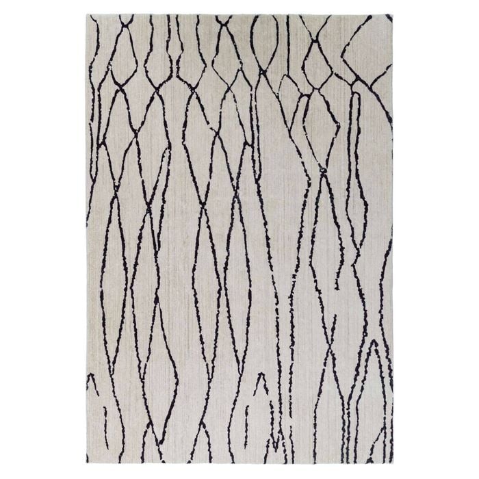 Loopsie-330cm X 240cm-tutu Beige And Black Lined Washable Rug