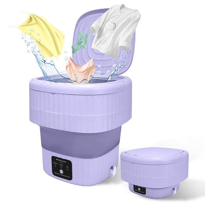 Catzon Foldable Washing Machine 9L 3 Modes with Blue Light-Purple