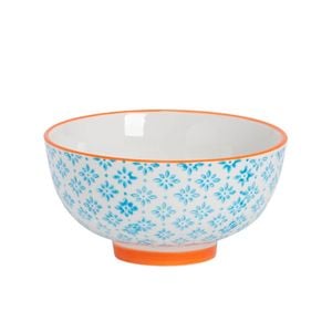 Nicola Spring Hand Printed Rice Bowl - Japanese Style Stoneware Dessert Cereal Dish - 12cm