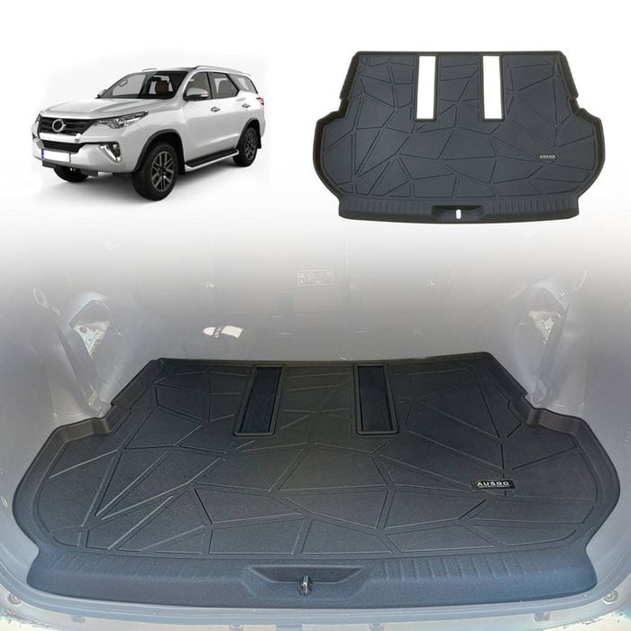 AUSGO Boot Liner for Toyota Fortuner 2015-Onwards with Inner Rear Step Panel Covered Cargo Trunk Mat Boot Mat