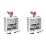 2PK Splosh Wood Adventure Fund Change Box 18x18cm Square - White