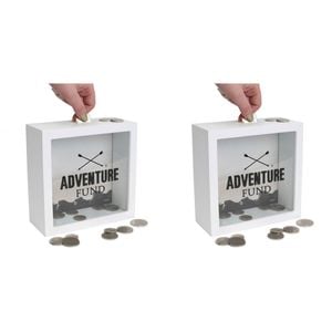 2PK Splosh Wood Adventure Fund Change Box 18x18cm Square - White