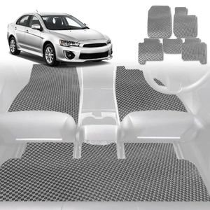 6D Diamond Car Floor Mats for Mitsubishi Lancer 2007-2017-Full Set-Grey-Outback GT