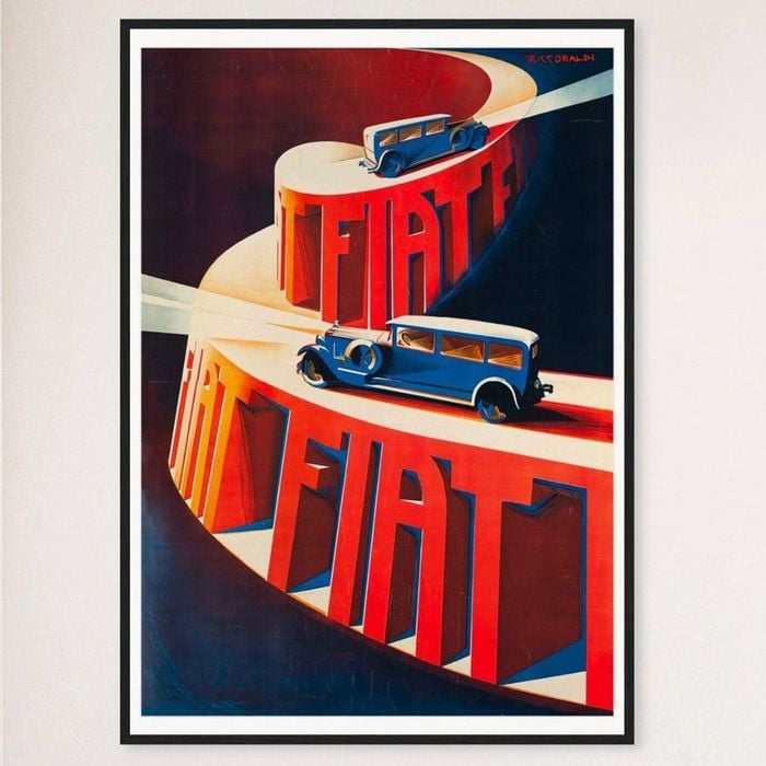 Galrie Charming French Vintage Car Poster - Classic Advertisement Art for Home & Office, Black Frame, A2 42 x 60cm (16 x 24inch)