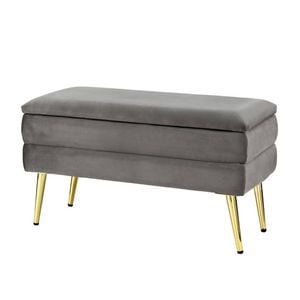 Artiss Ottoman Storage Stripe Large Grey