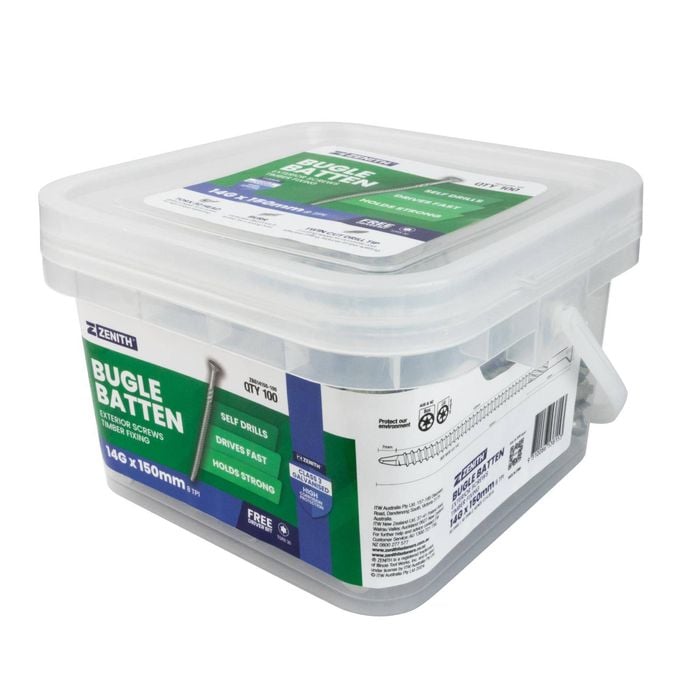 ZENITH 14G - 8 x 150mm Class 3 Galvanised Bugle Batten Screws - 100 Pack