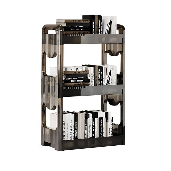 SOGA 38x24cm Black 3-Tier Bookshelf Storage Organizer