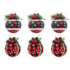 Catzon 6 Pcs Christmas Ball Ornaments 8CM with Pine Cones and Greenery for Xmas Party-Set 9