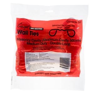 Concept Wires 180mm Red Medium Duty Double Loop Wire Brick Tie - 50 Pack