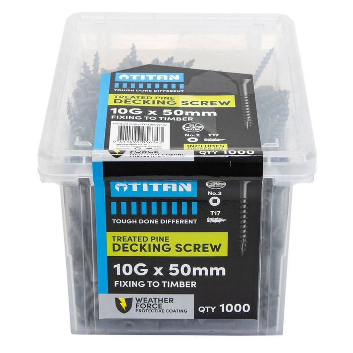Titan 10G x 50mm Weather Force Treated Pine Decking Screw - 1000 Pack