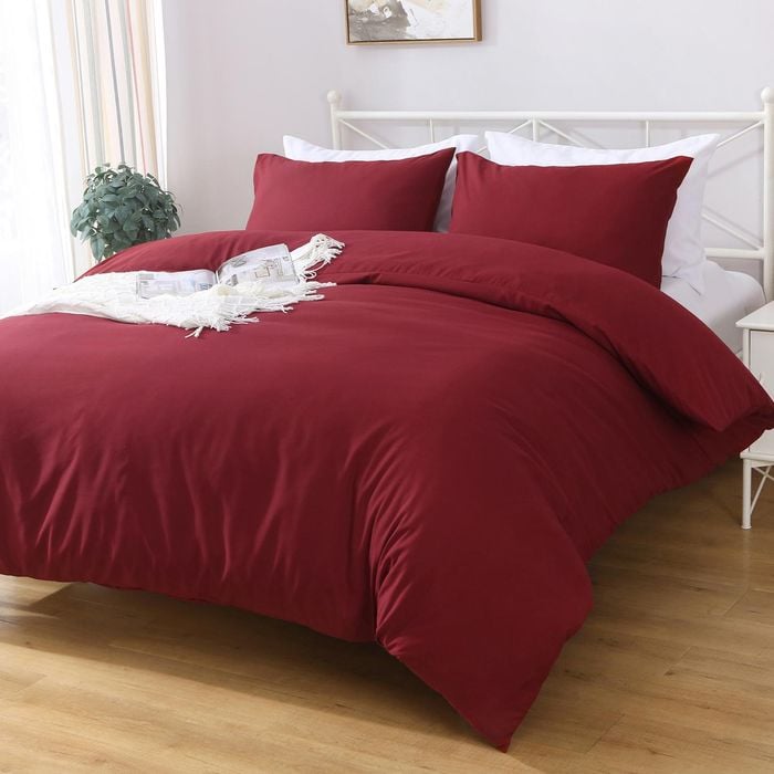 LINENOVA Microfiber Soft 1200TC Quilt Cover Set Burgundy King