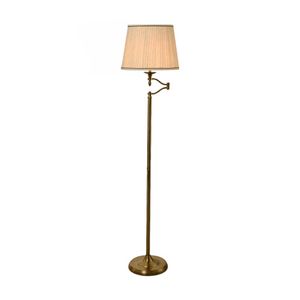 Lexi Lighting Nicollete Floor Lamp Brass Base Cream Shade 156cm Indoor