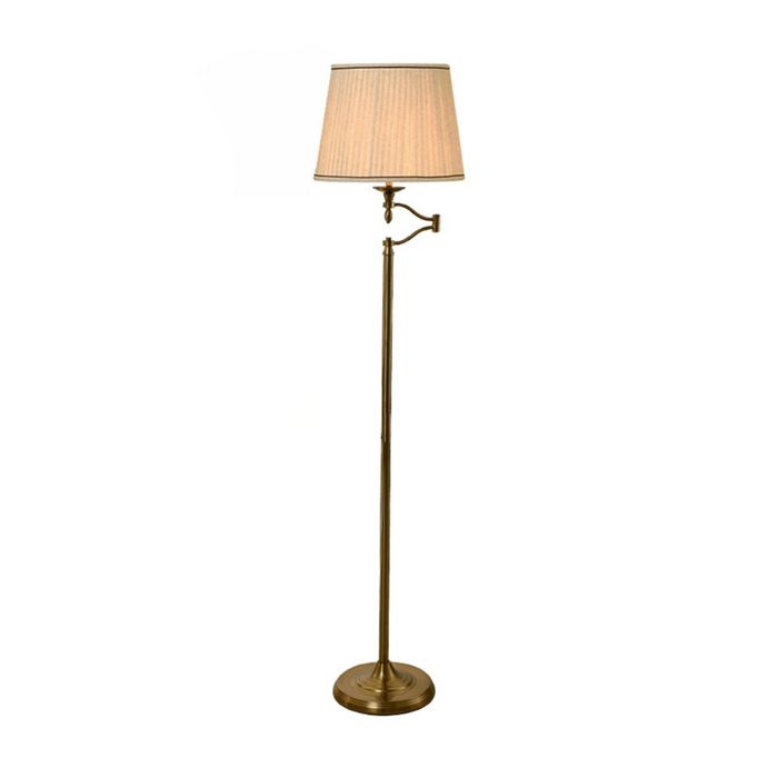Lexi Lighting Nicollete Floor Lamp Brass Base Cream Shade 156cm Indoor