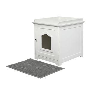 PaWz 48x53x55cm Modern Wooden Cat Litter Box in White Colour
