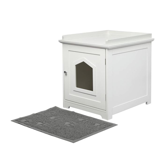 PaWz 48x53x55cm Modern Wooden Cat Litter Box in White Colour