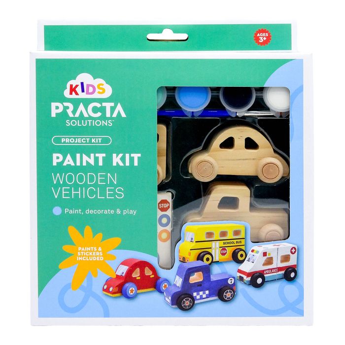 Kids Practa Wooden Vehicles Paint Kit