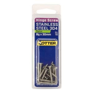 Otter 8 x 30mm Satin Stainless Steel 304 Hinge Screws - 16 Pack