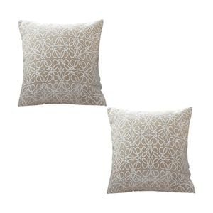 SOGA 2X 50cm Throw Pillows – White and Beige Geometric Pattern Accent