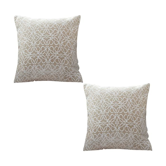 SOGA 2X 50cm Throw Pillows – White and Beige Geometric Pattern Accent