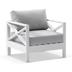 Bay Gallery Furnitire Kansas 1 Seater Lounge Arm Chair White & Grey Cushions
