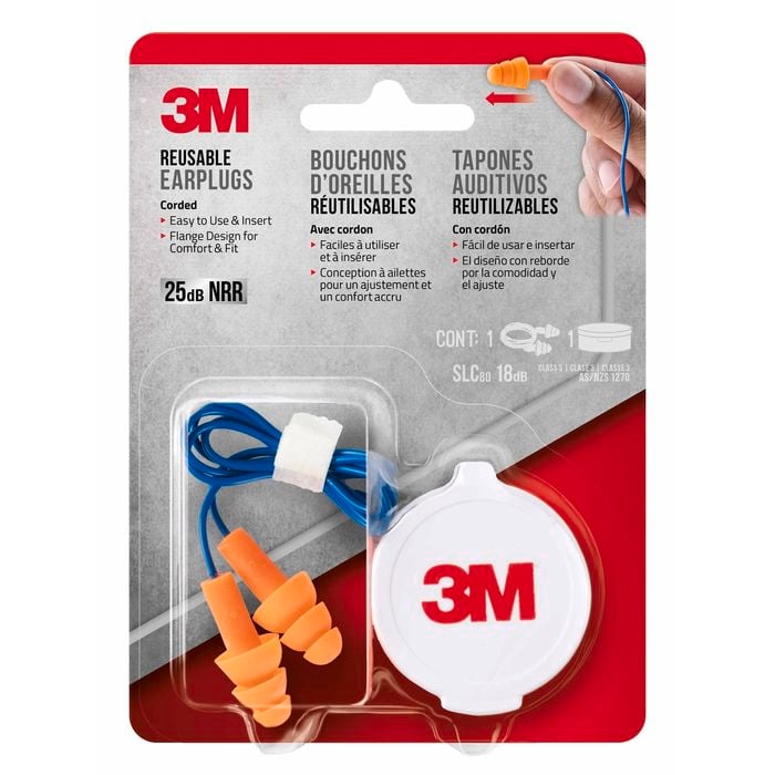 3M™ Corded Reusable Earplugs