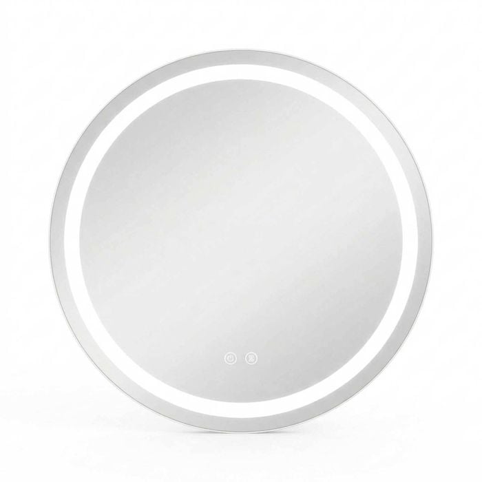 P&p Silver Round Led Bathroom Mirror Anti Fog Dimmable Touch Backlit Design