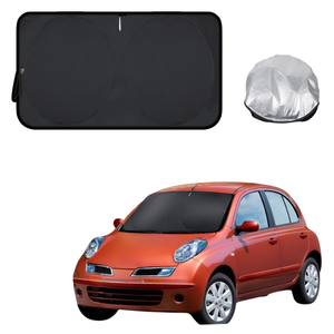 Front Windscreen Sun Shade for Nissan Micra 2007 - 2010 (K12) - Standard 150 x 85 cm - Black