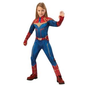 Marvel Captain Marvel Deluxe Hero Suit Fancy Dress Up Kids Costume Size 3-5y