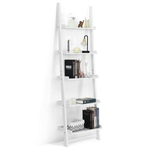 Costway 5-tier Bookshelf  Wall-leaning Display Shelf  Flower Stand Rack White