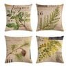 Catzon 4 Pcs Nature Throw Pillow Covers Square Linen Pillowcase for Couch