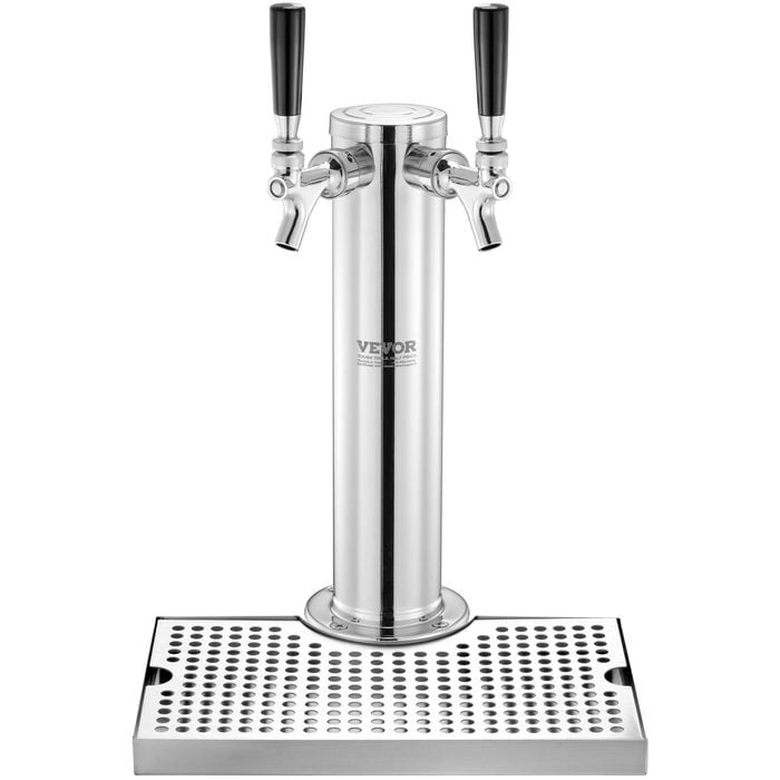 VEVOR Kegerator Tower Kit Silver Dual Taps Beer Conversion Stainless Steel for Party Home
