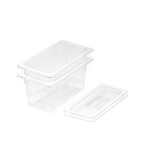SOGA 1/3 GN Polycarbonate Food Pan 200mm Clear 2 Pack with Lids