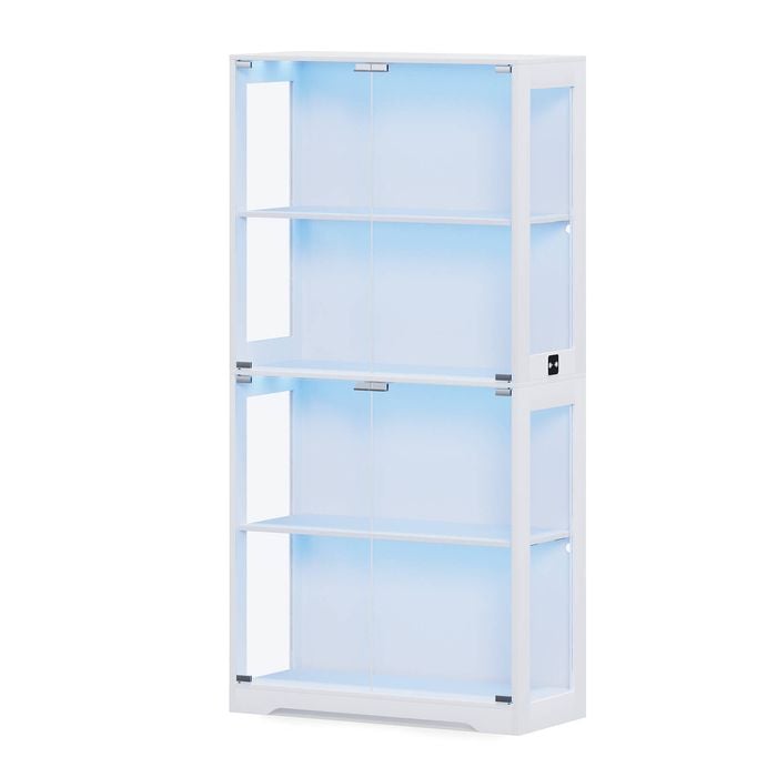 Advwin 4 Tier Display Cabinet Tall Storage Bookshelf Organizer Hallway Storage Cabinet White