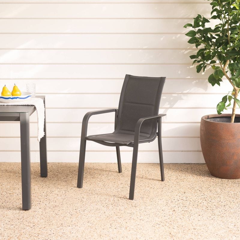 Aluminium Charcoal Cordoba Padded Dining Chair