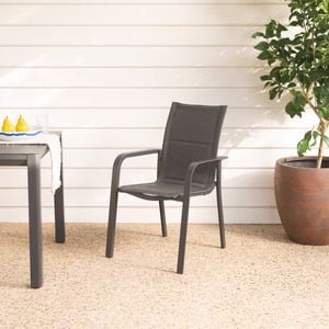 Mimosa Aluminium Charcoal Cordoba Padded Dining Chair