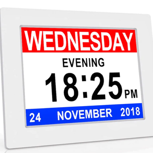 Provecta 10 Inch LED Digital Calendar Clock Large Day Date Display White