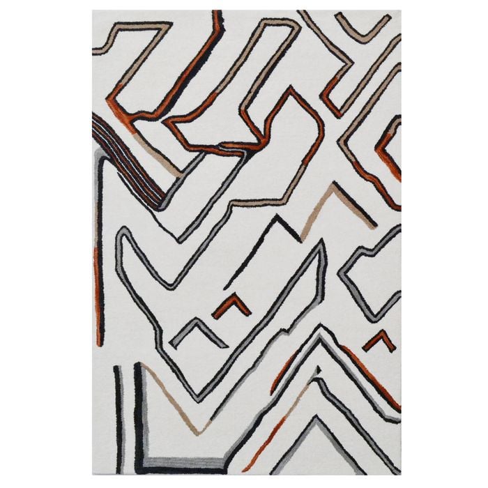 Modern Handmade Wool Rug-Casablanca 6343-White/Multi-110x160cm