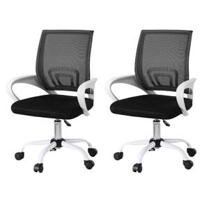 Artiss 2x Mesh Office Chair Lumbar Support Mid Back Ergonomic Computer Chair White
