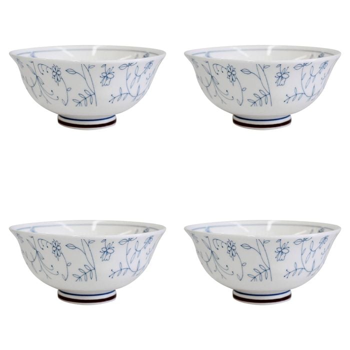 4PK LVD Ceramic 15cm Rice Bowl Vine Round Dinnerware Large - White