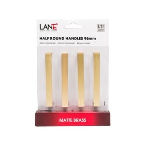 Lane 96mm Matte Brass Half Round Square Handles - Pack of 4
